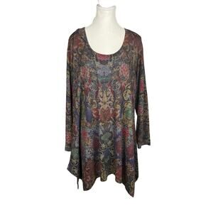 SOFT SURROUNDINGS Women's Petite Large PL Paisley Floral Scoop‎ Neck Long Sleeve